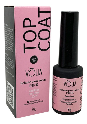 Top Coat Volia Selante Para Unhas Pink Alto Brilho 9g