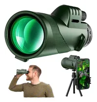 Comprar Manzelun - Telescopio Monocular Para Smartphone, 12x Mangnificación De 50 Mm, Lente Lente Hd 80 X 100 Con Zoom Monoculares Portátiles Con Trípode Adaptador Para Caza, Observación De Aves, Senderismo
