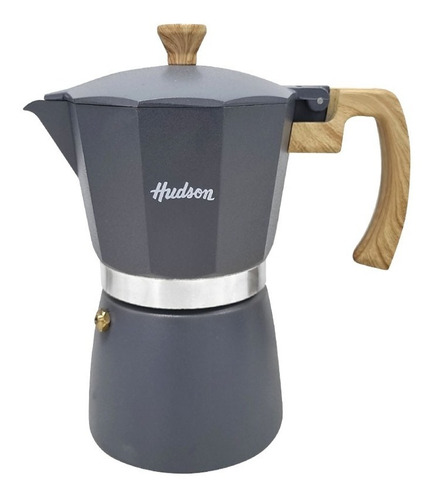 Cafetera Esmaltada Hudson Gris Estilo Italiana 6 Tazas