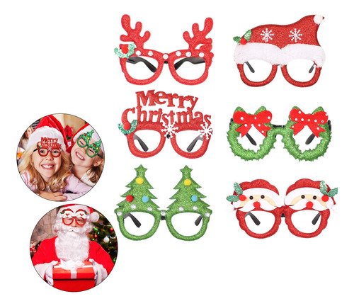 Marco De Anteojos De Fiesta De Navidad Gafas Decoracion 6pcs