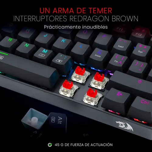 Teclado Gamer Mecanico Dragonborn K630 60% Red Rgb Español