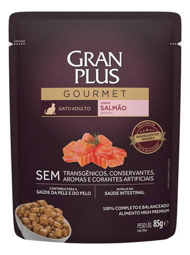 Gran Plus Gourmet Sachê Gato Ad Salmão, Frang, Ovelha 54x85g