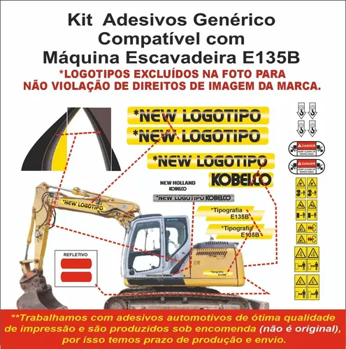 Faixas Adesiva Escavadeira E135b + Etiqueta Seg + Refletivo