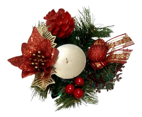 Imagen 2 de 4 de Centro De Mesa Navideño 16cm Soporte Vela Adornos De Navidad
