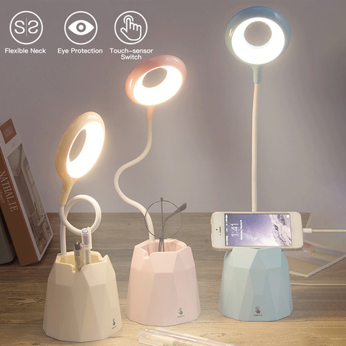 Lámpara De Mesa Led Recargable Con Soporte Para Bolígrafos C
