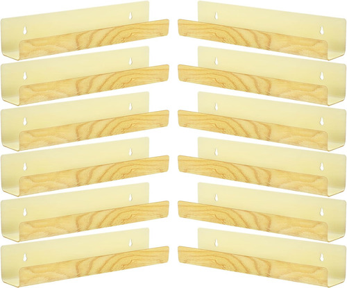 Paquete De 12 Estantes Acrílicos De Grano De Madera Blulu