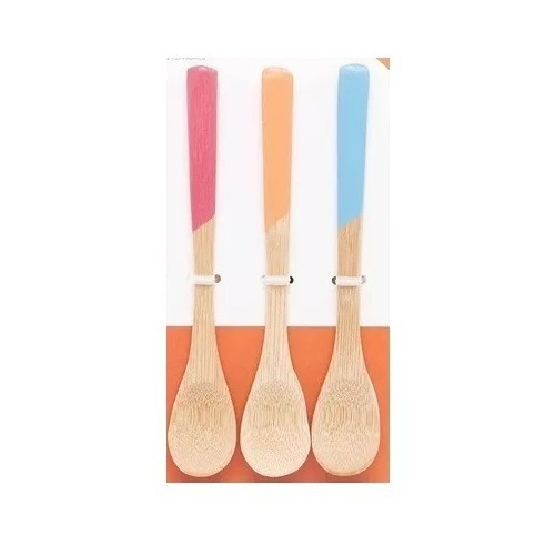 Imagen 1 de 3 de Cucharitas Untadores Set X3 Madera Colores