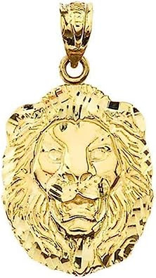 Bold 14k Oro Amarillo Sparkle-cut Leon Declaración Colgante