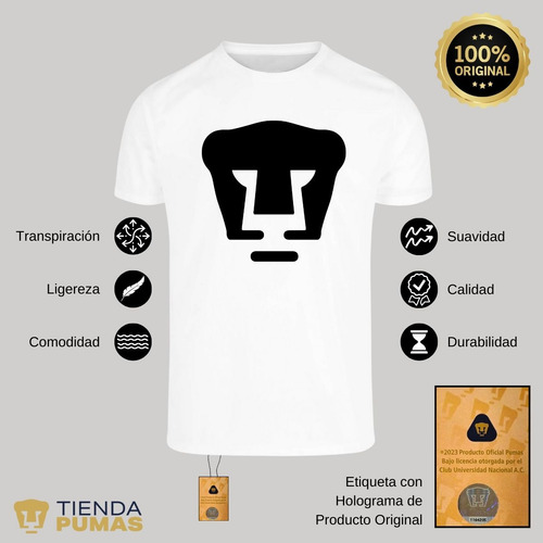 Jersey Playera Fútbol Dryfit Pumas Unam Hombre Logo Monocrom