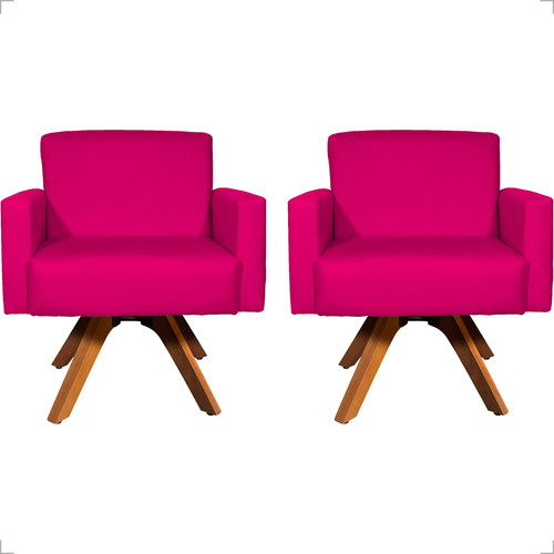 Kit 2 Poltronas Decorativas Para Sala De Espera Consultório Cor Pink Desenho Do Tecido Suede Liso