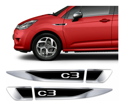 Par Adesivo Emblema Aplique Compatível Citroen C3 - Modelos