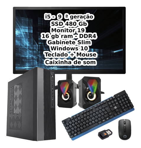 Cpu Mini Monitor 19 Intel Core I5 9a Ger 16gb Ssd480gb Win10