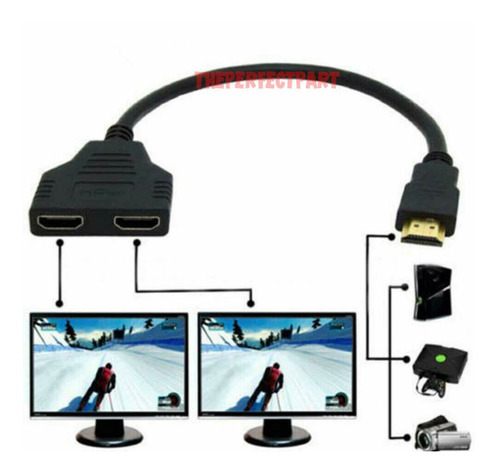 Imagen 4 de 6 de Cable Splitter 1 Entrada 2 Salidas Hdmi 1080p