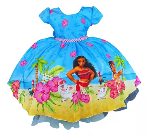 Vestido infantil Tematicos da Miss Moana Baby luxo