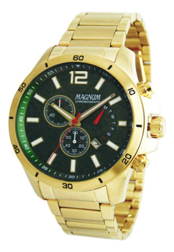 Relógio Masculino Magnum Cronógrafo Ma35235g - Dourado Cor do fundo Preto