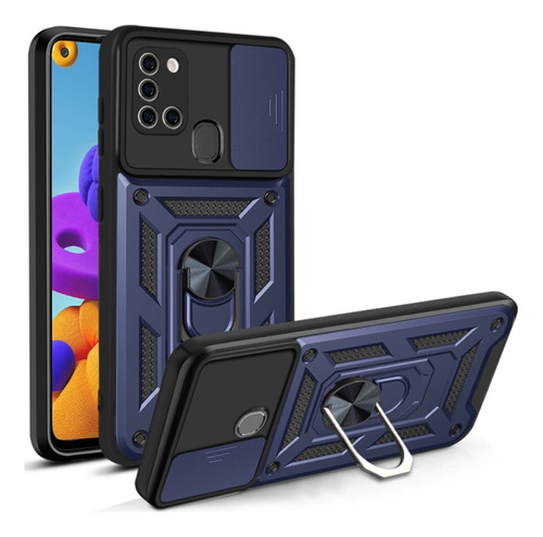 Funda Case Para Samsung A21s Holder Protector Camara Azul