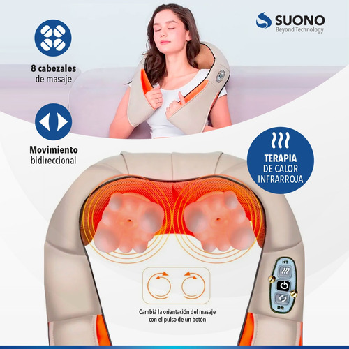 Imagen 7 de 8 de Masajeador Cervical 8 Rodillos Y Calor Relajante Anti Stress
