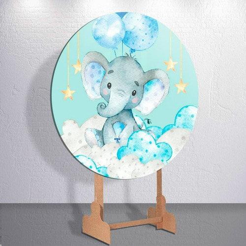 Painel Redondo De Festa Elefante 3d Sublimado 1,5m