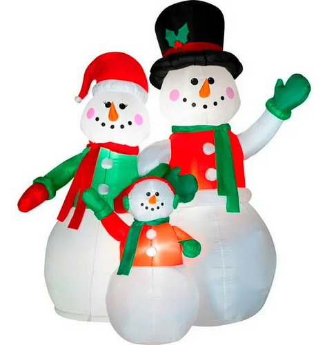 Inflable Navidad Familia Muñecos De Nieve Con Luz Decoración