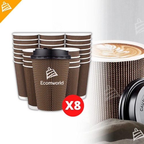 Vaso Termico Cafe Carton Papel 12 Onz 8 Unds