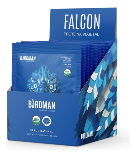 Birdman Falcon Protein Multipack 12 Sobres 30gr C/u Proteína Vegana Sabor Natural