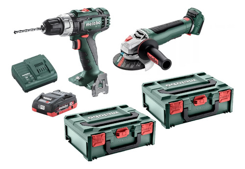 Combo Metabo Atornillador Amoladora 18v Bateria Y Cargador