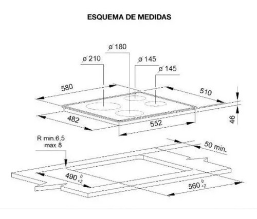 Imagen 4 de 5 de Anafe Eléctrico Whirlpool Vitrocerámico Akt8090l 58 Cm