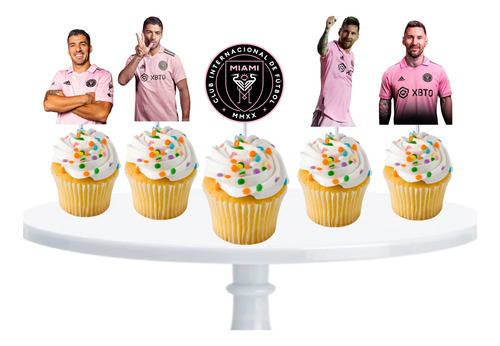 Inter Miami Cupcake Adorno Para Muffins X10 Toppers 