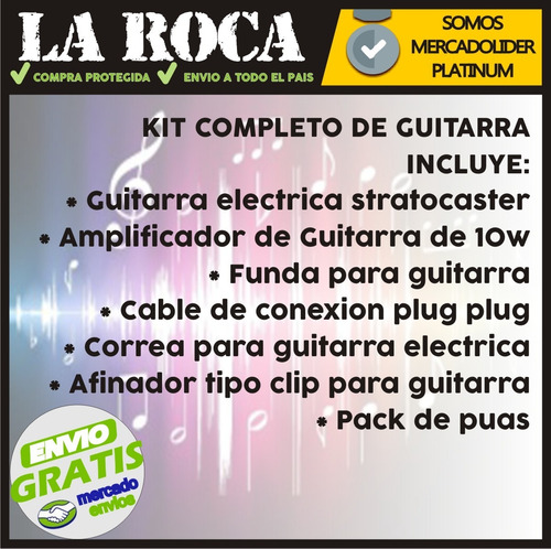 Imagen 5 de 10 de Kit Guitarra Electrica Stratocaster Amplificador Funda - Cuo