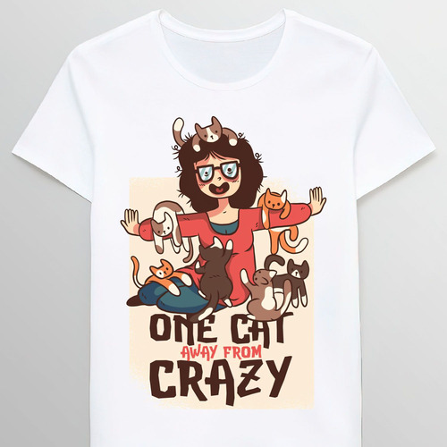 Remera Crazy Cat Ldu Funny T Shirt For Cut Lovers 98447562