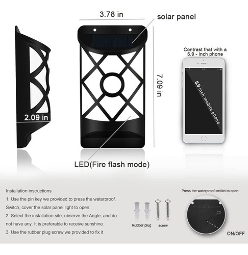 Aityvert Luces Solares De Llama Al Aire Libre, Impermeables,