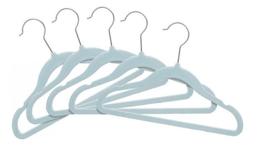 10 Cabides De Veludo Finos Infantil Azul Antideslizante Slim Azul