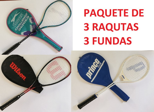 Paquete De 3 Raquetas De Squash Con Fundas En Buen Estado
