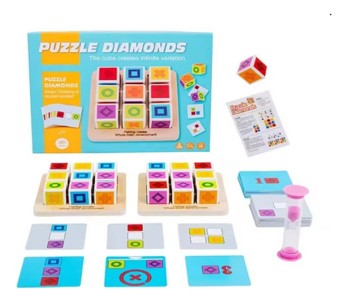 Puzzle Diamonds Cubo Block 3d Educativo Montessori -759