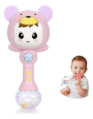 Sonajero Musical Bebe Maraca Con Luz Y Sonidos Color Celeste