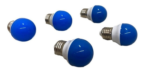 Foco Led De Color Azul 1 Watt Tipo Bulbo Base E27 Paquete 5