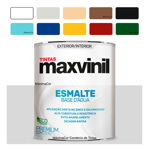 Tinta Esmalte Base Água Metais E Madeiras Maxvinil 900ml