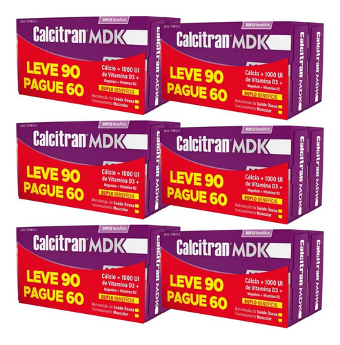 Kit Calcitran Mdk 1000ui Com 6un De 90 Comprimidos Cada