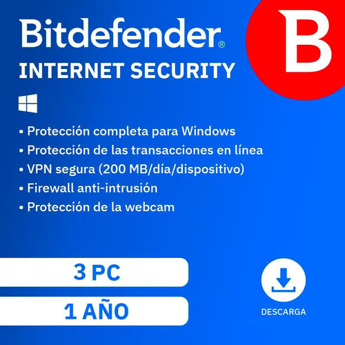 Bitdefender Internet Security 2024 | 3 Dispositivos | 1 Año 