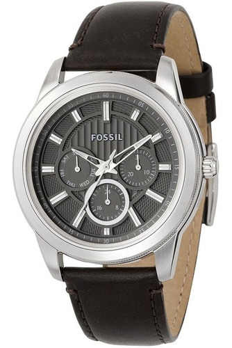 Relógio Masculino Original Prata Pulseira De Couro Novo