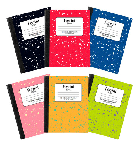 Cuaderno Cosido College Libreta Composition Ferrini Book 6pk Color Doble Raya