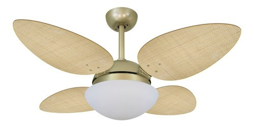 Ventilador De Teto Gold Com Luz Pétalo Palmae Palha Natural