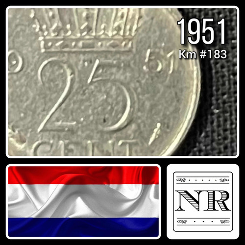 Holanda - 25 Cents - Año 1951 - Km #183 - Juliana