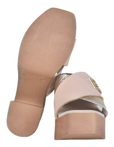 Imagen 6 de 7 de Zuecos Sandalias Taco Alto De Cuero De Mujer Linx - Ferraro