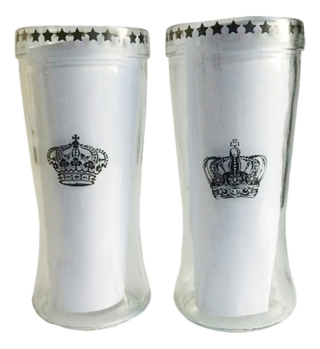 Set X 2 Vasos Cerveceros  Vidrio Decorados - 300  C.c. - 