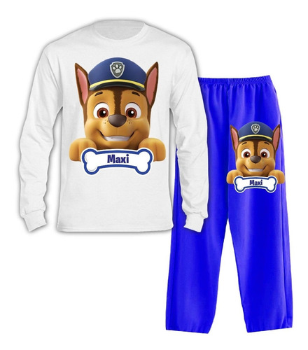 Pijama Largo Paw Patrol Niños Personalizado Algodón 2