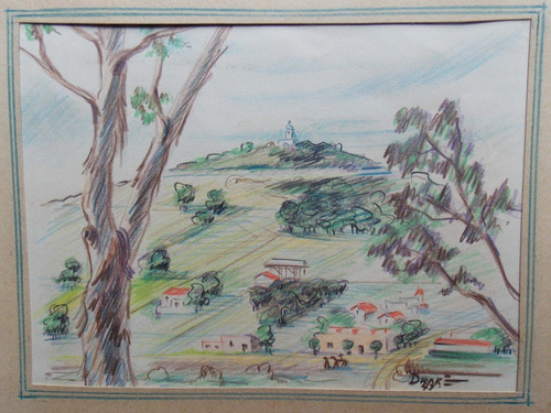 Lámina Pastel Sobre Cartón  Cerro San Antonio Piriápolis