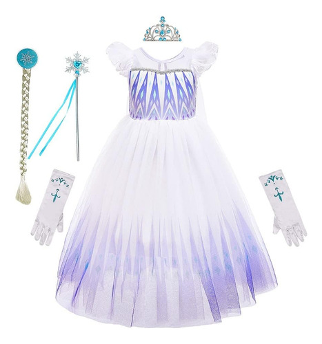 Rexreii Niñas Princesa Vestido Volantes Manga Frozen Elsa Di