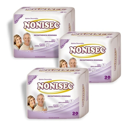 Apósito Para Incontinencia Moderada Nonisec Pack 60un C/ Gel