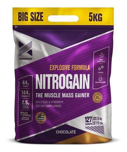Imagen 1 de 5 de Ganador Masa Muscular Nitrogain Xtrenght X 5kg